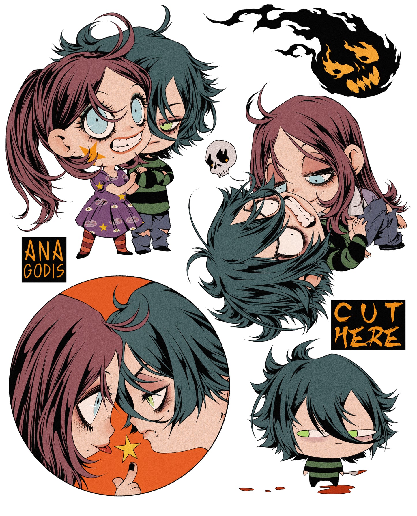 Sticker Pack "Cut Here" A5